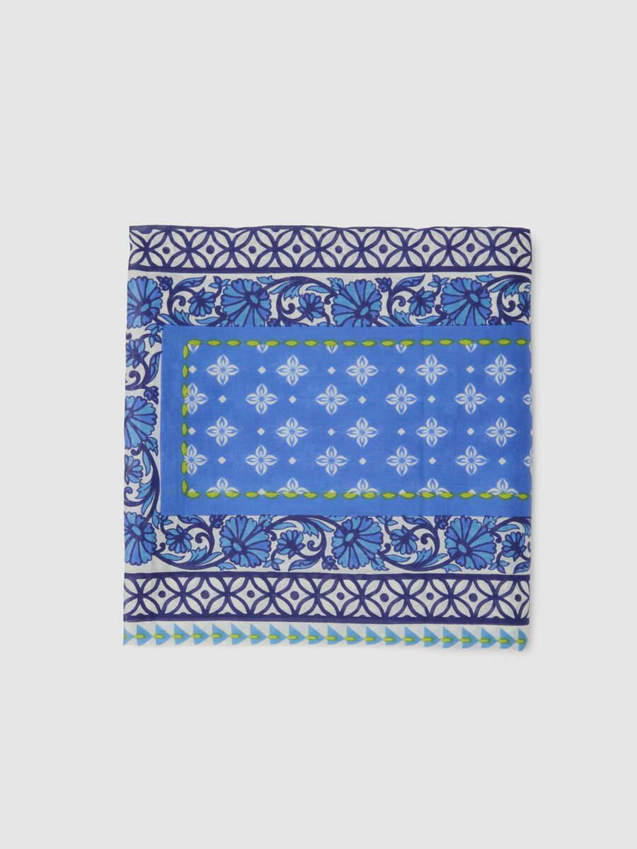 Sarong blu in puro cotone con stampa_1