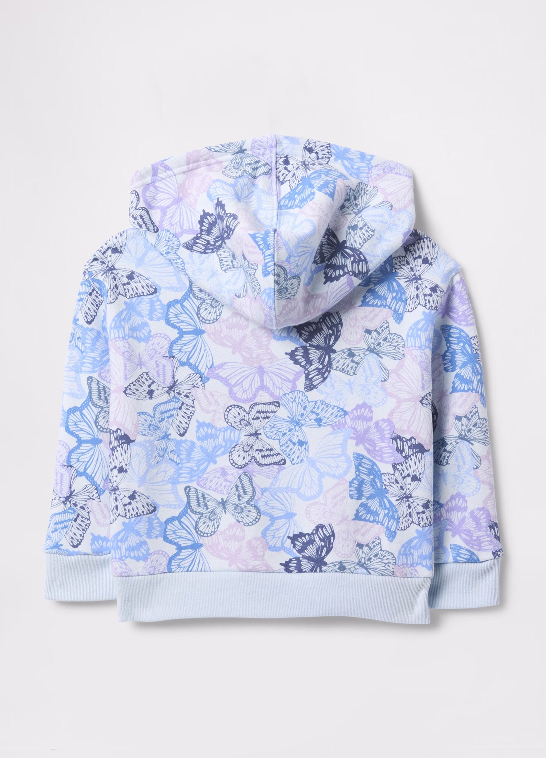 Full-zip con cappuccio stampa farfalle e ricamo logo
