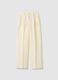 Elegant beige Lyocell and linen wide leg trousers_4