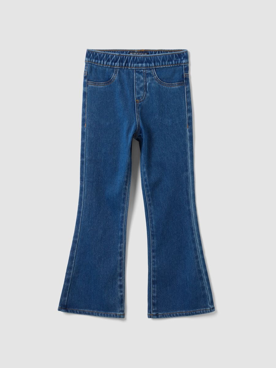 Jeggings blu flare fit in cotone elasticizzato per bambina_0