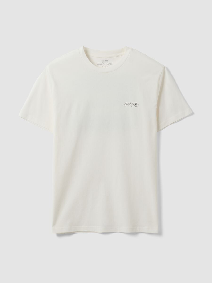 White pure cotton jersey T-shirt with graphic print, regular fit_4
