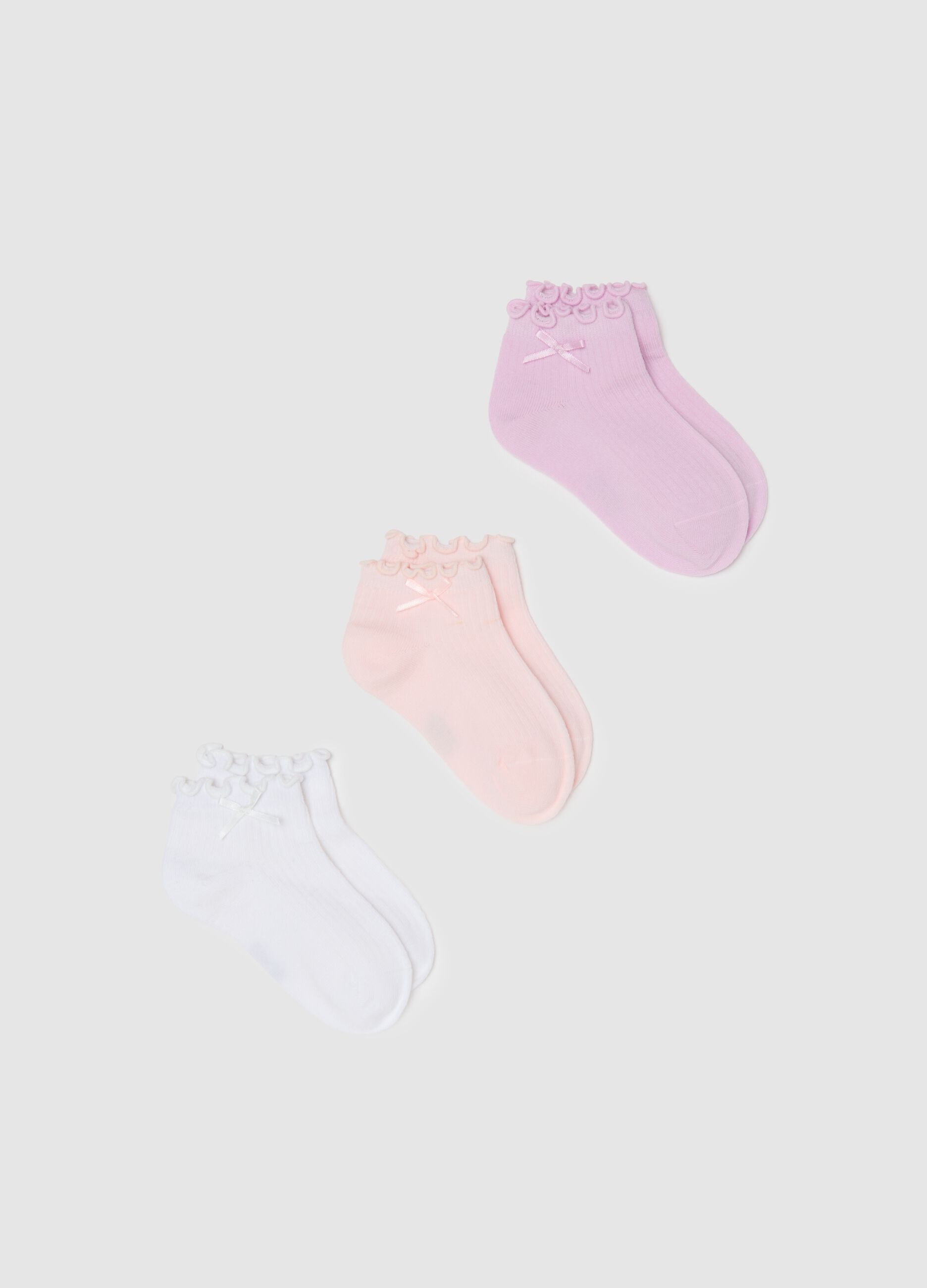 Girls' Multicolour Cotton Blend Socks Tripack with Bow
