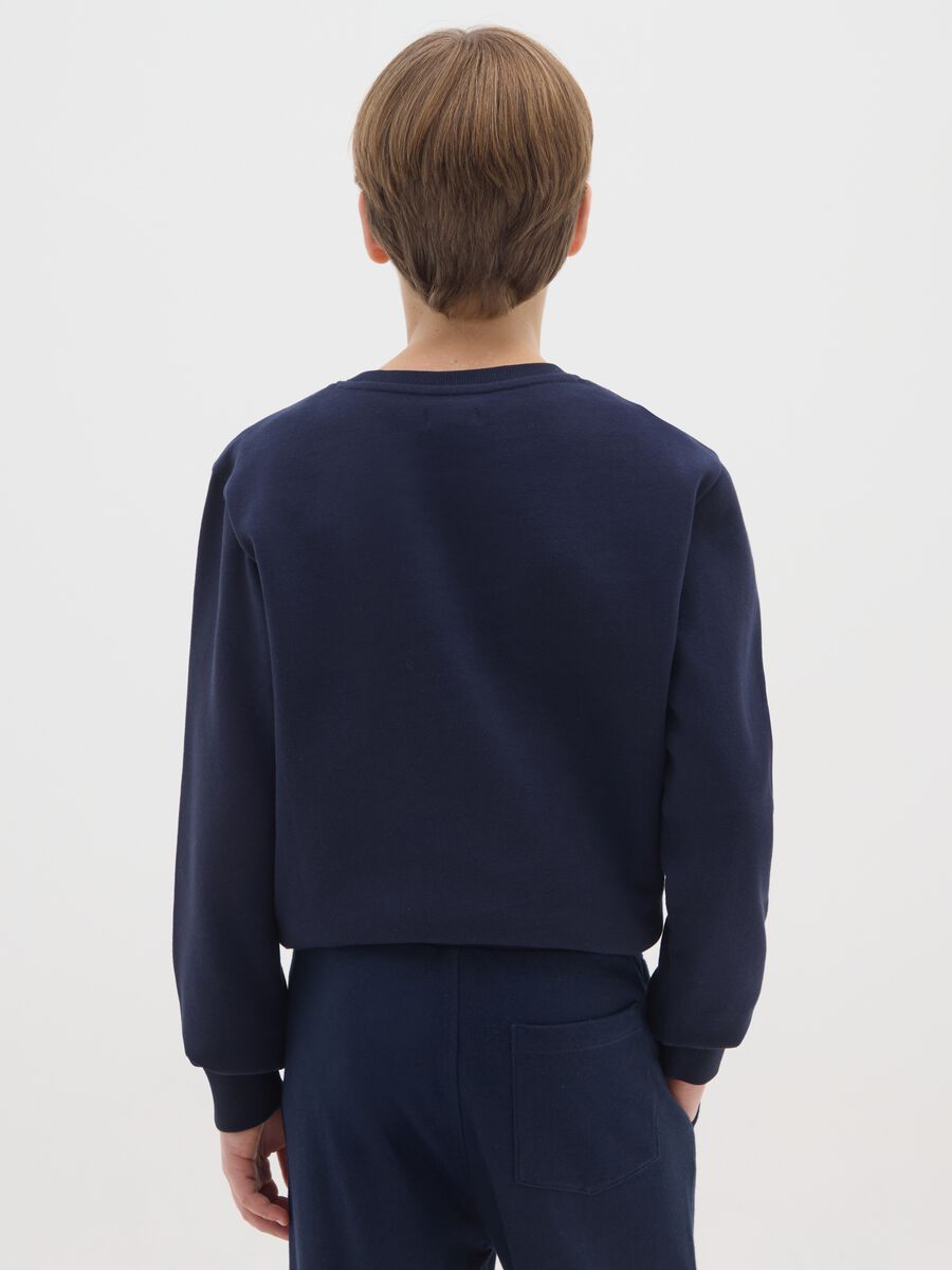 Felpa da ragazzo in puro cotone blu regular fit con scollo rotondo_1