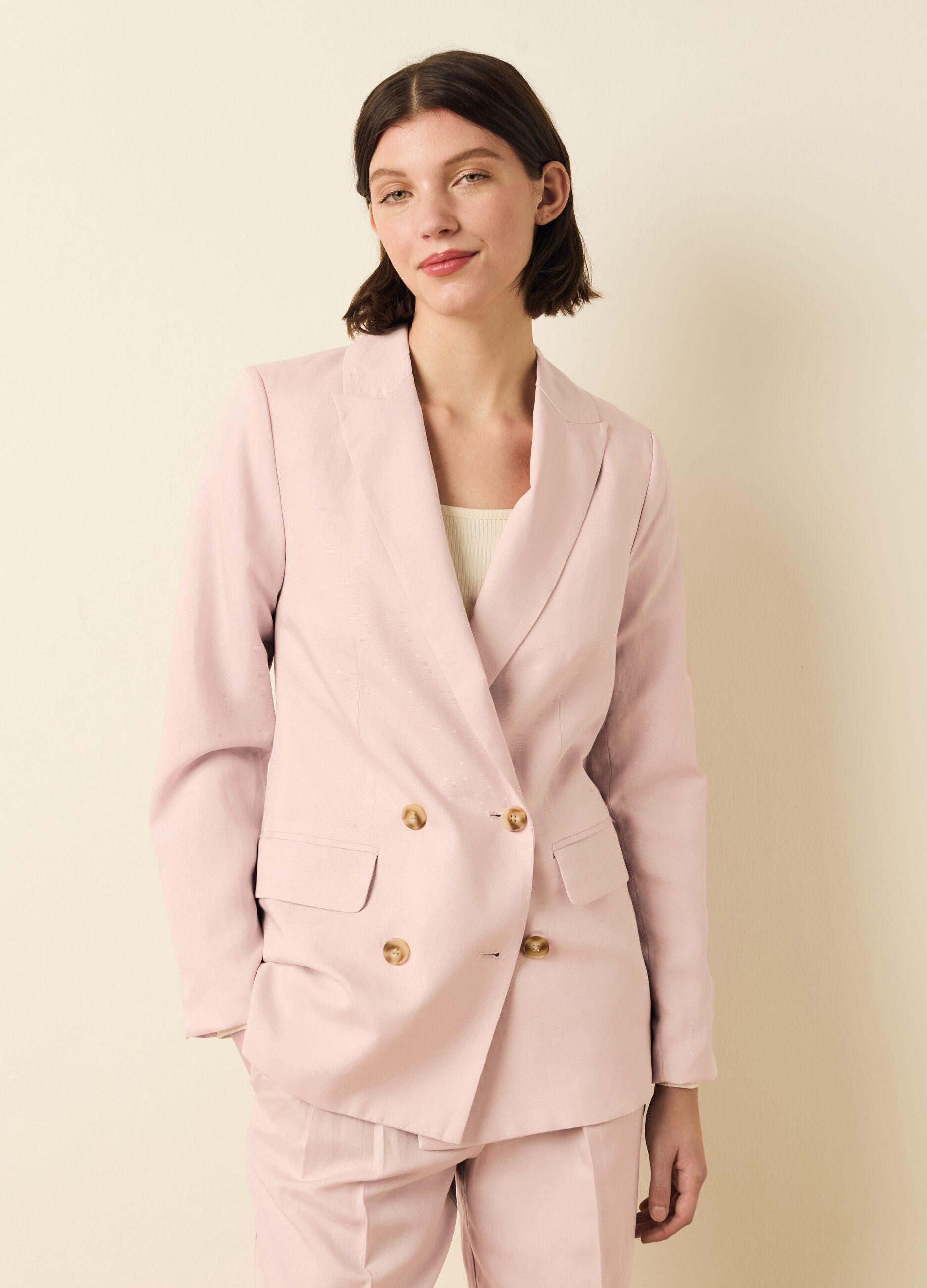 Blazer doppiopetto in Lyocell e lino