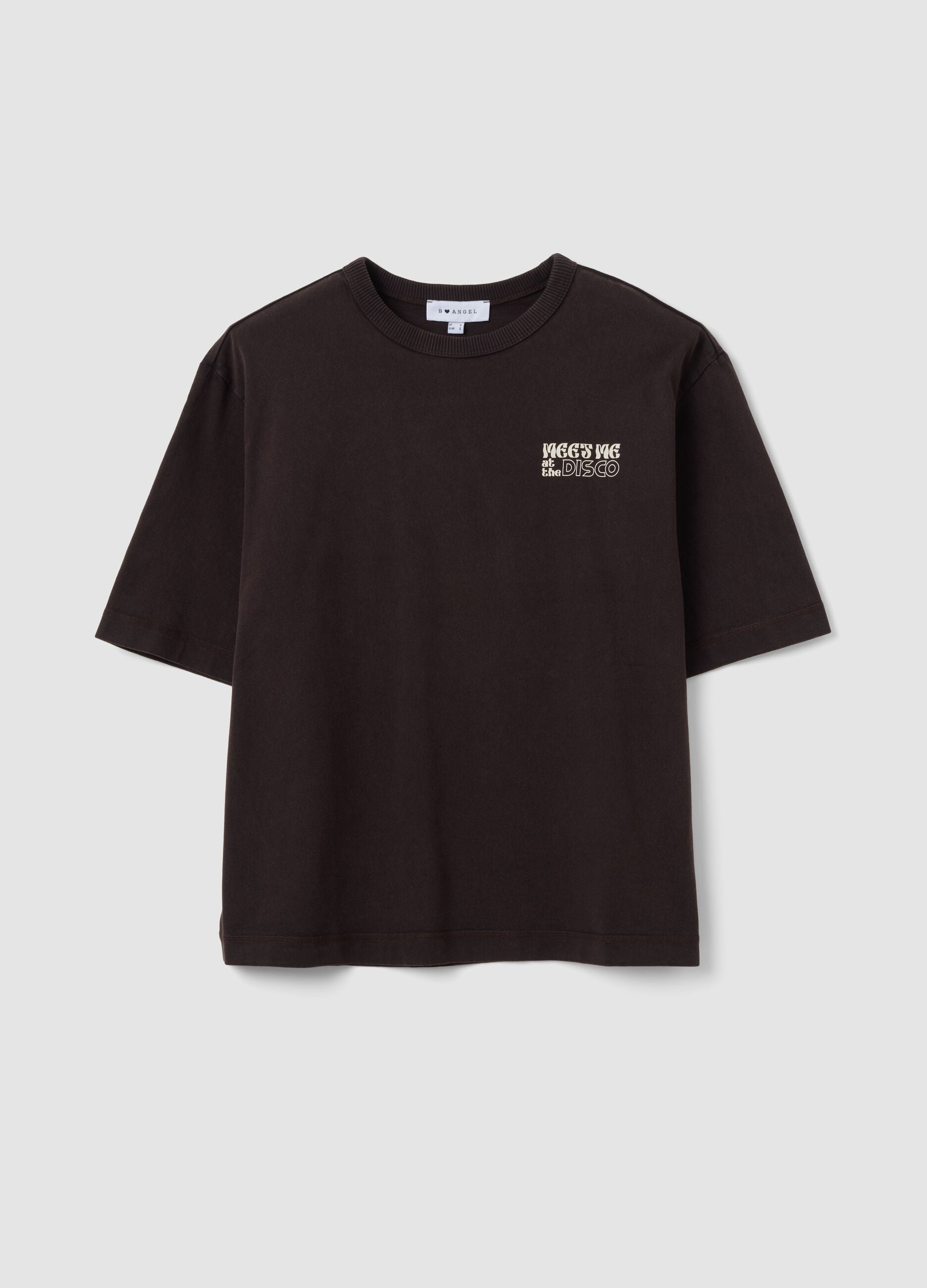 Grey pure cotton oversized T-shirt with chest slogan