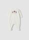 Tutina bianca in cotone organico elasticizzato con piedini e stampa Minnie_0