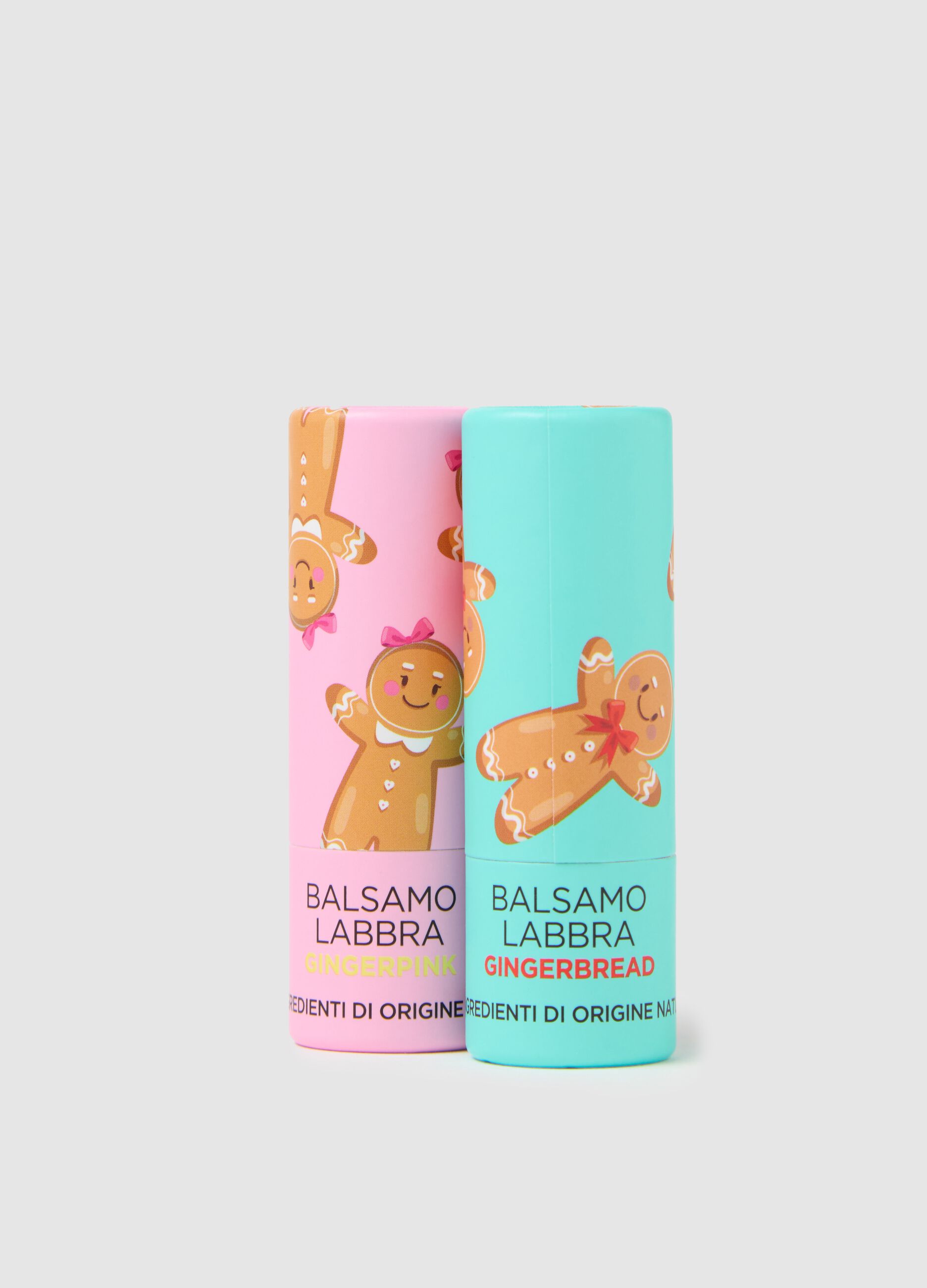 Kit balsamo labbra gourmand. Gingerbread + Ginger Pink