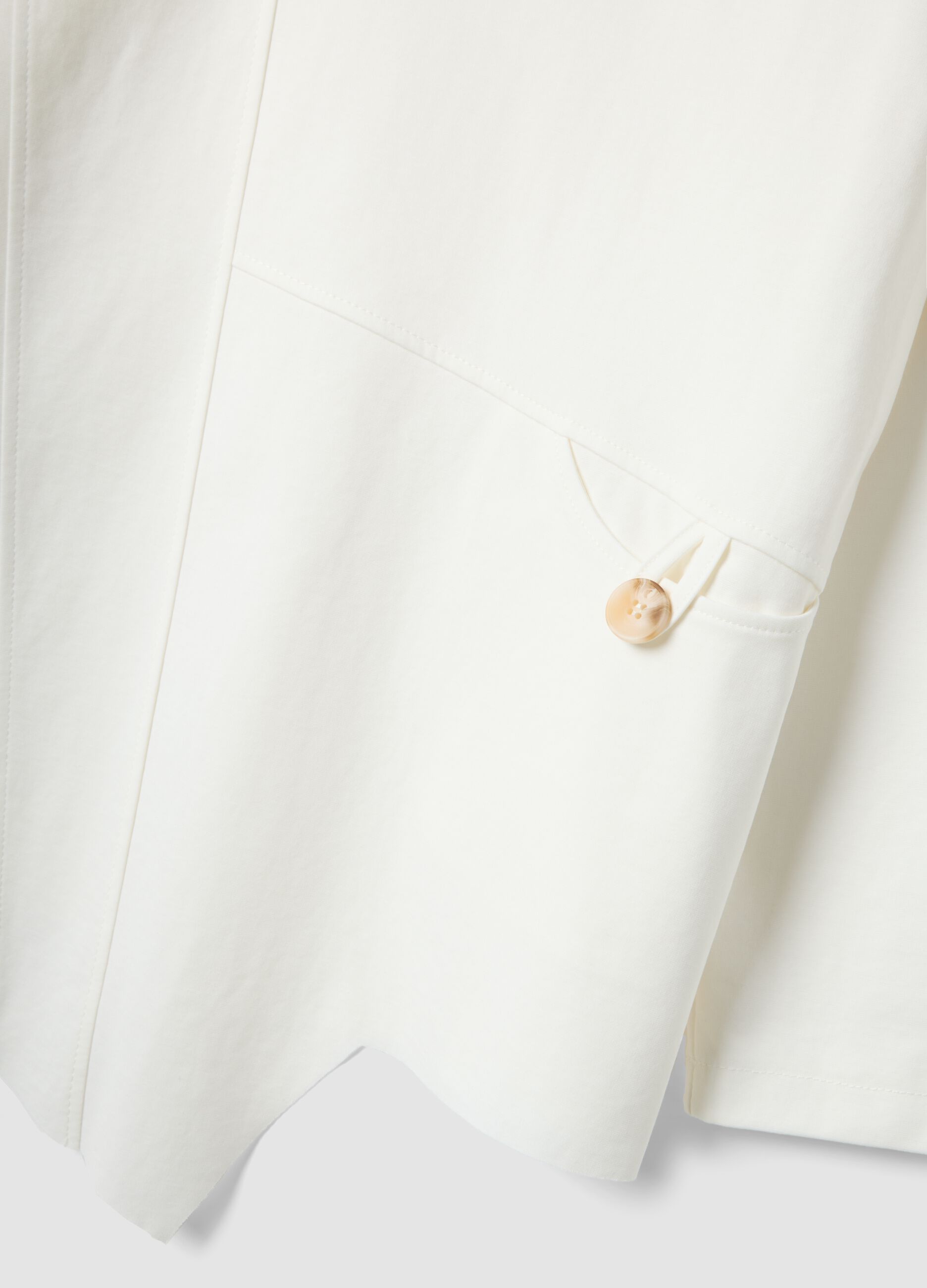 White long-sleeved regular-fit stretch cotton blouse