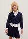 Girls' blue cardigan in cotton blend regular fit with V neckline_0
