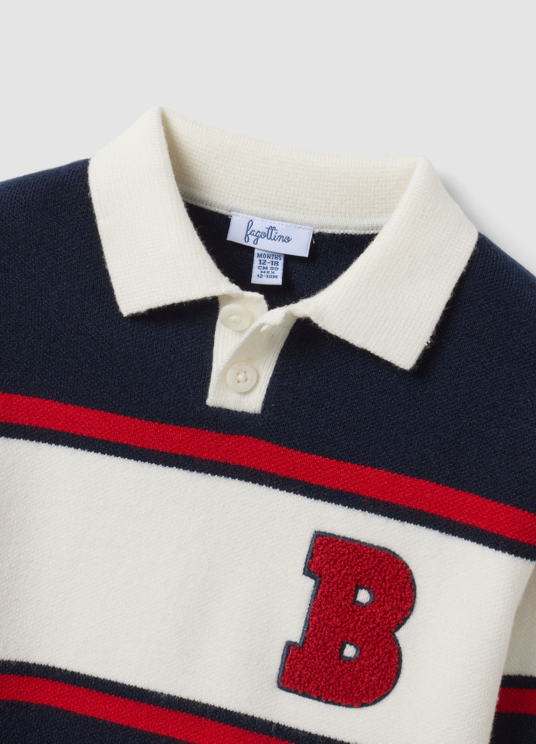 Blue viscose-blend striped crew-neck jumper for baby boy