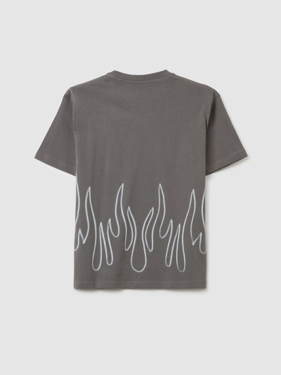 T-shirt da bambino in puro cotone grigia regular fit con stampa_1