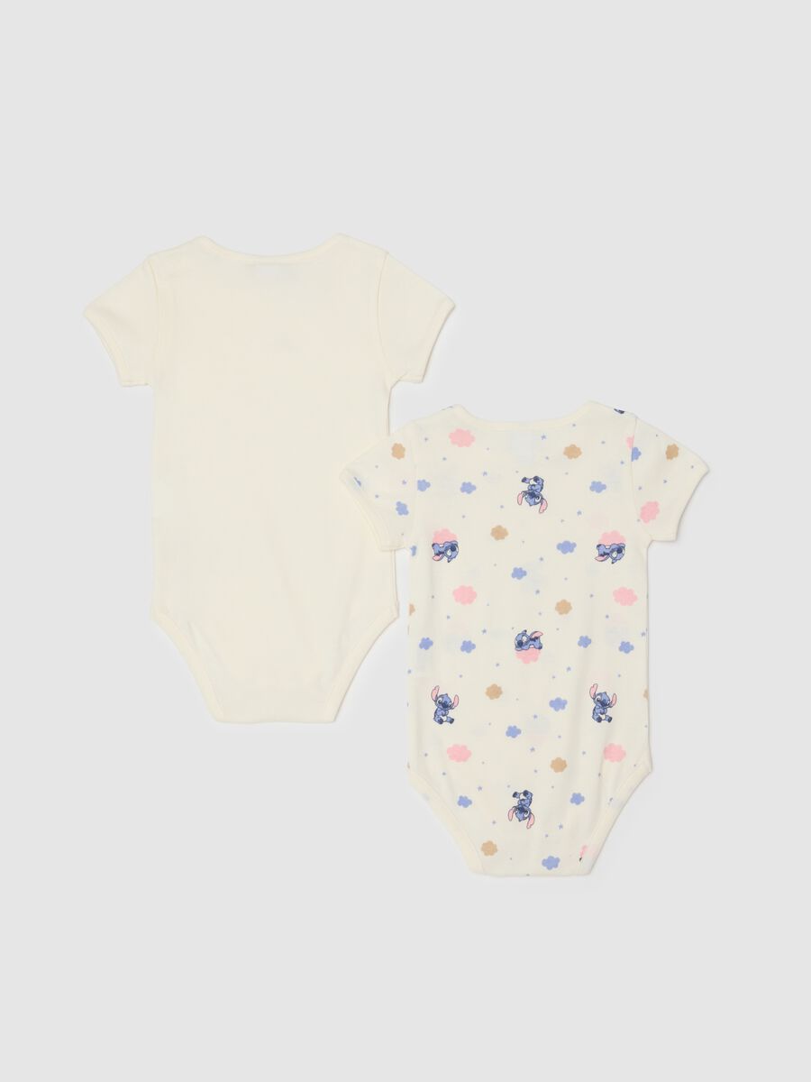 Pack of two baby girl beige bodysuits in pure cotton with prints_1