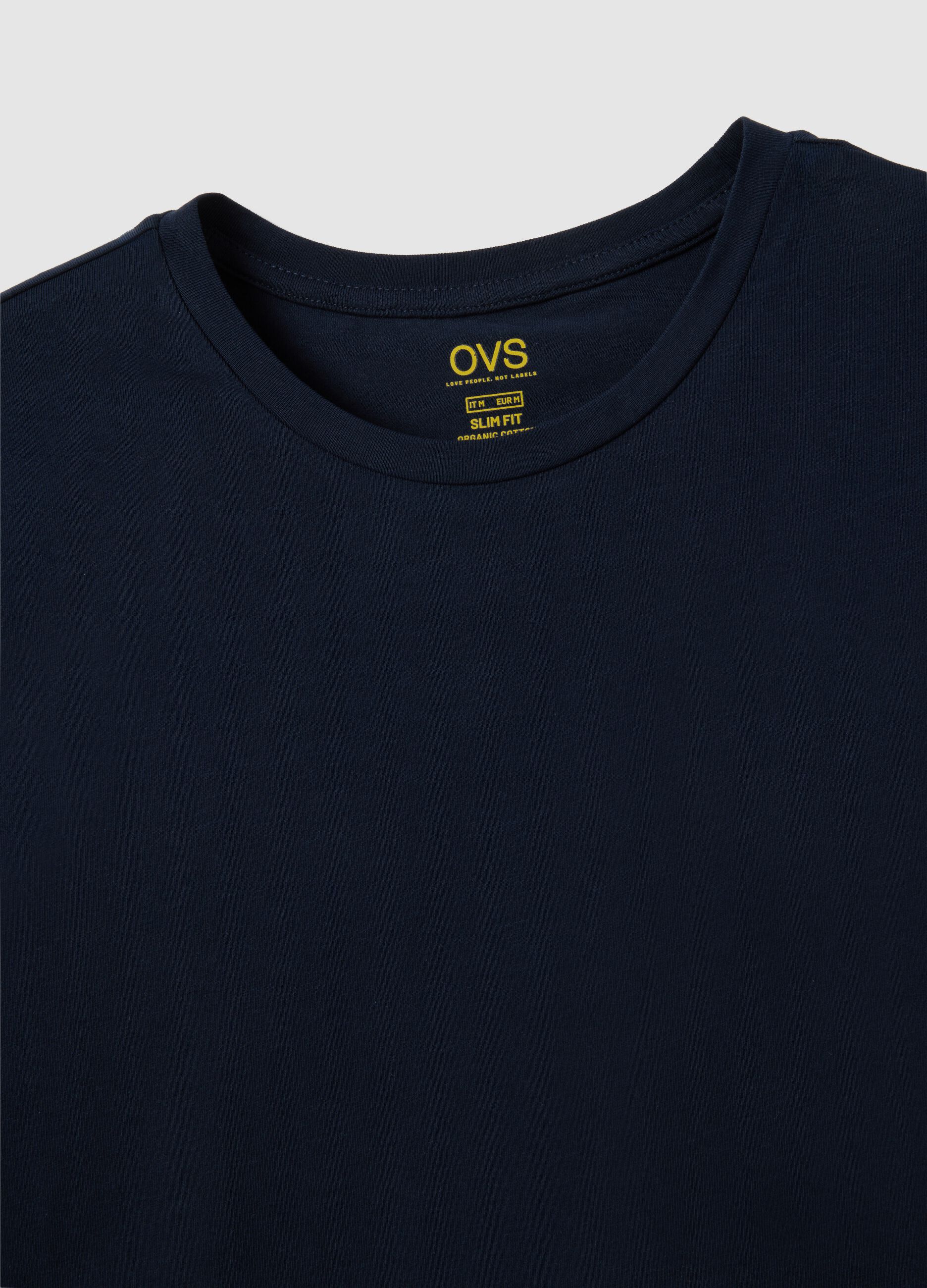 Men's blue slim fit stretch cotton t-shirt