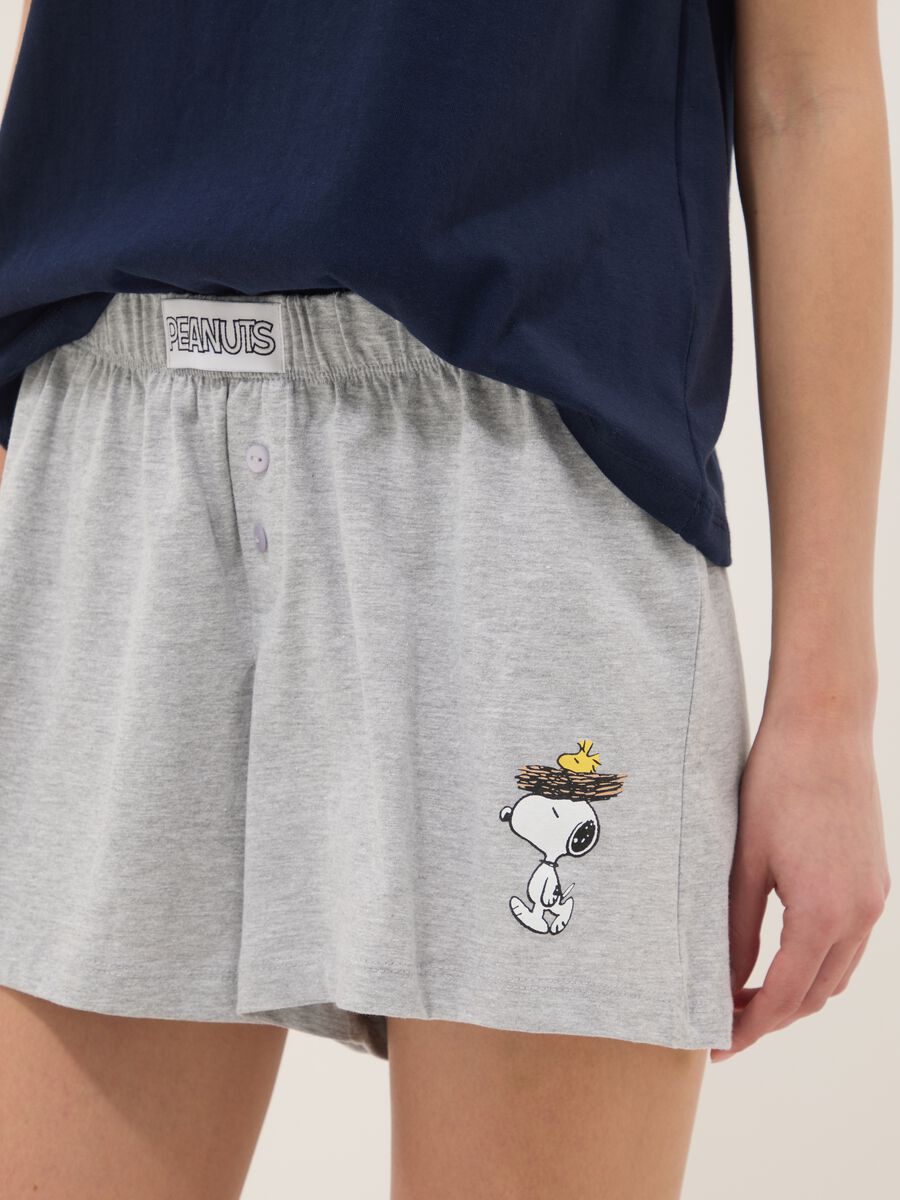 Blue and grey pure cotton short pyjamas with Peanuts print_3