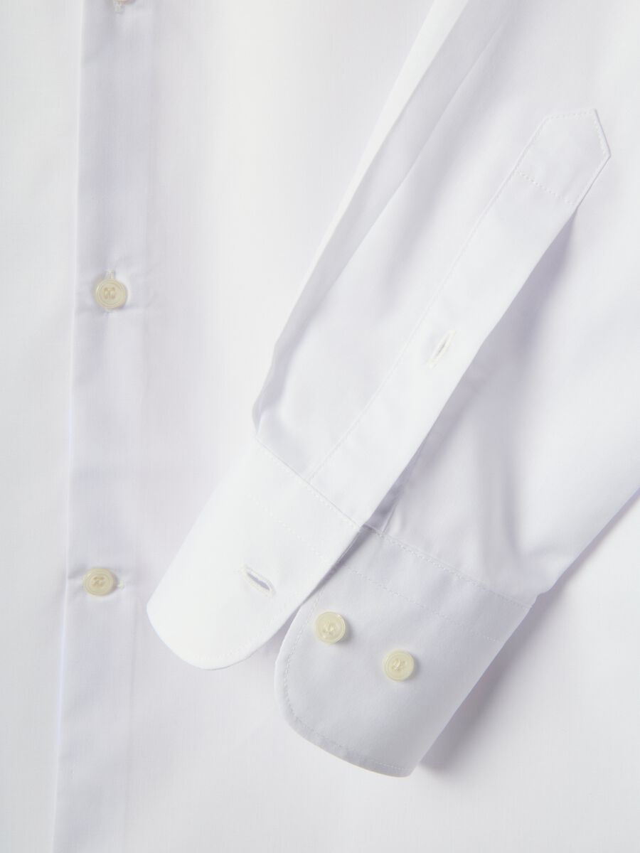 White cotton blend slim fit shirt_5