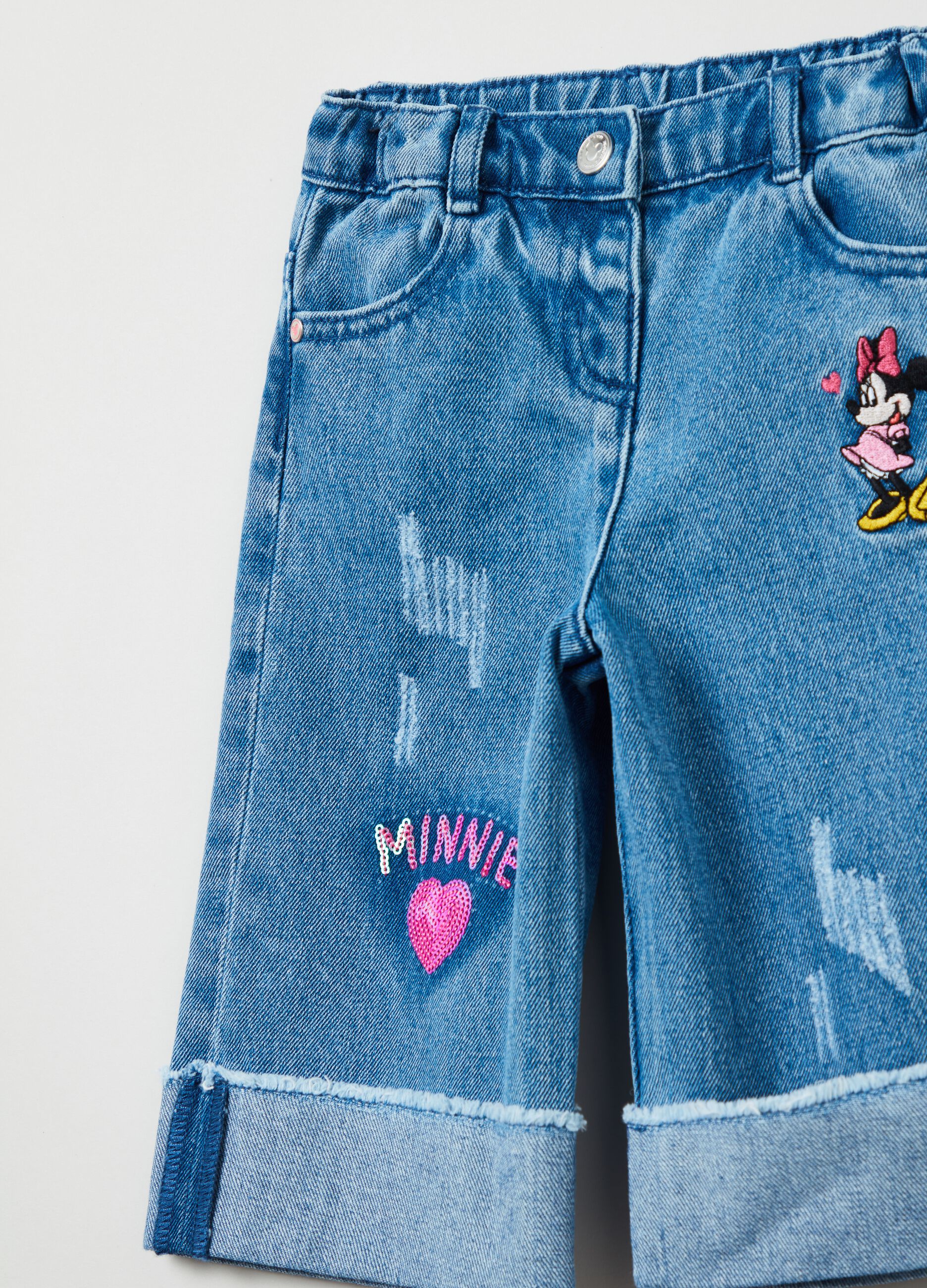 Jeans wide leg con ricamo Minnie_2