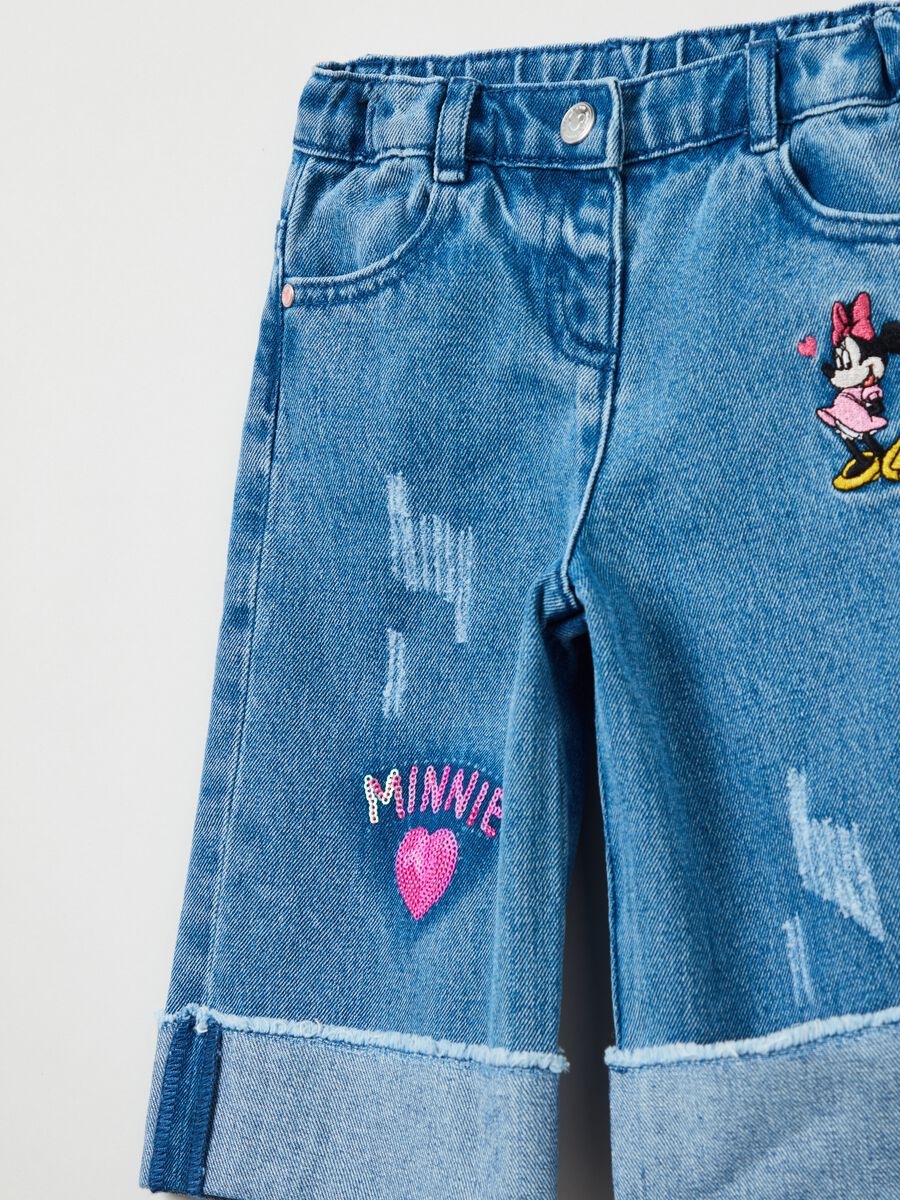 Jeans wide leg con ricamo Minnie_2