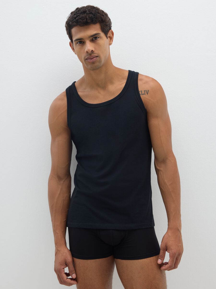 Men's black pure cotton tank tops triple pack - regular fit_1