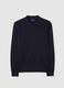 Long sleeve blue polo in cotton and cashmere_4