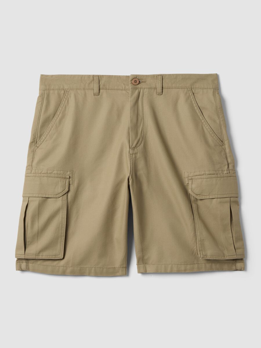 Shorts cargo beige in puro cotone regular fit_4