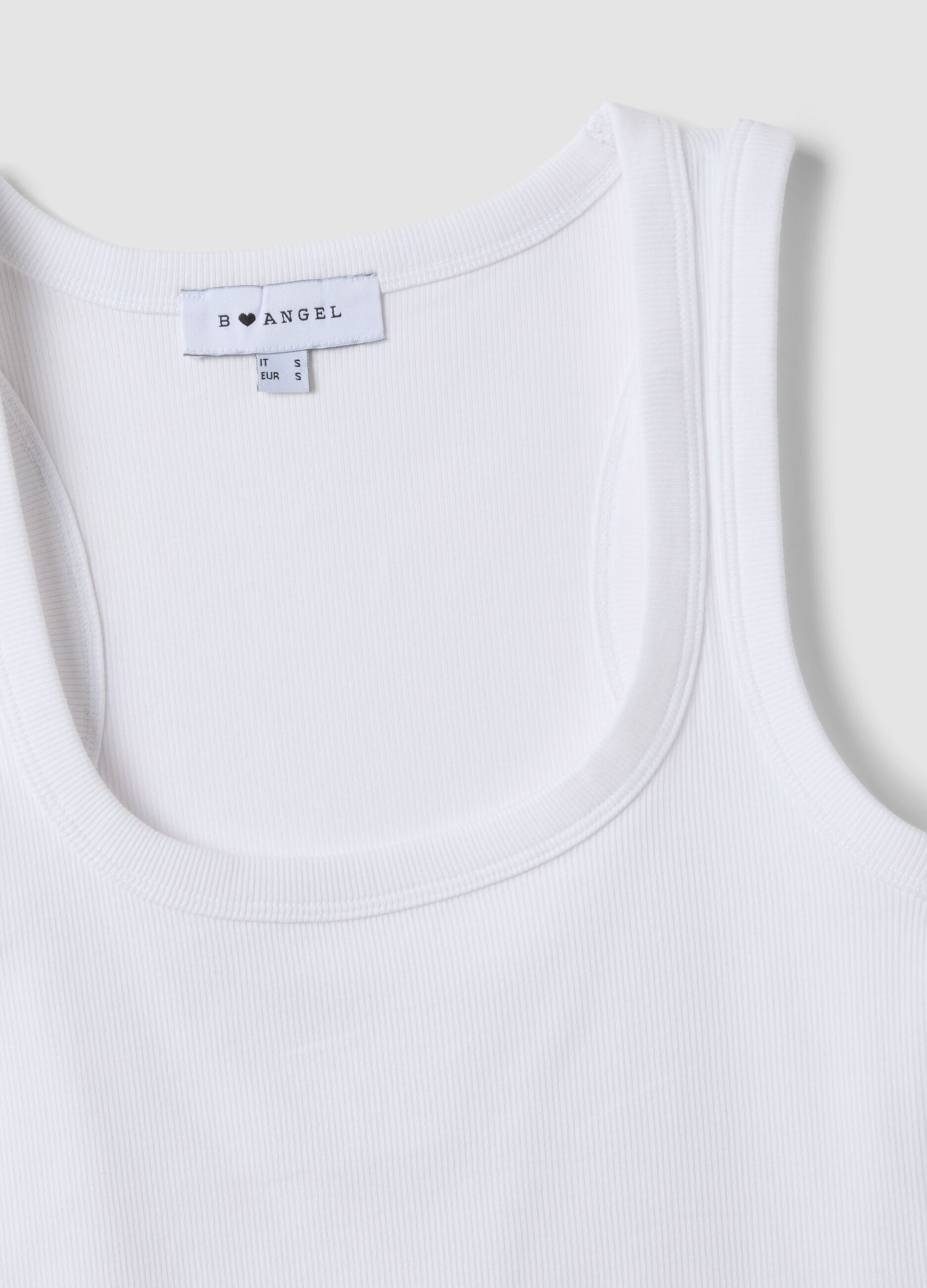 White stretch cotton tank top