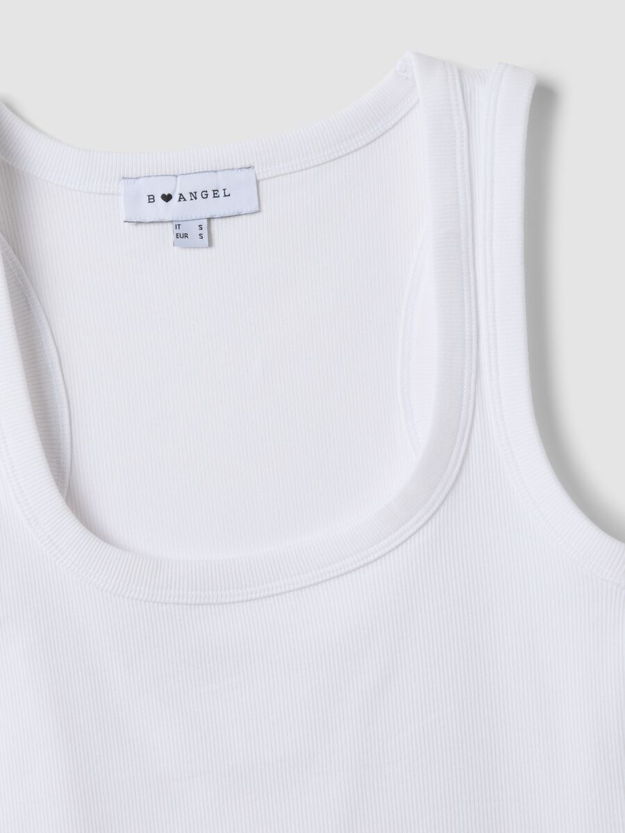 White stretch cotton tank top_5