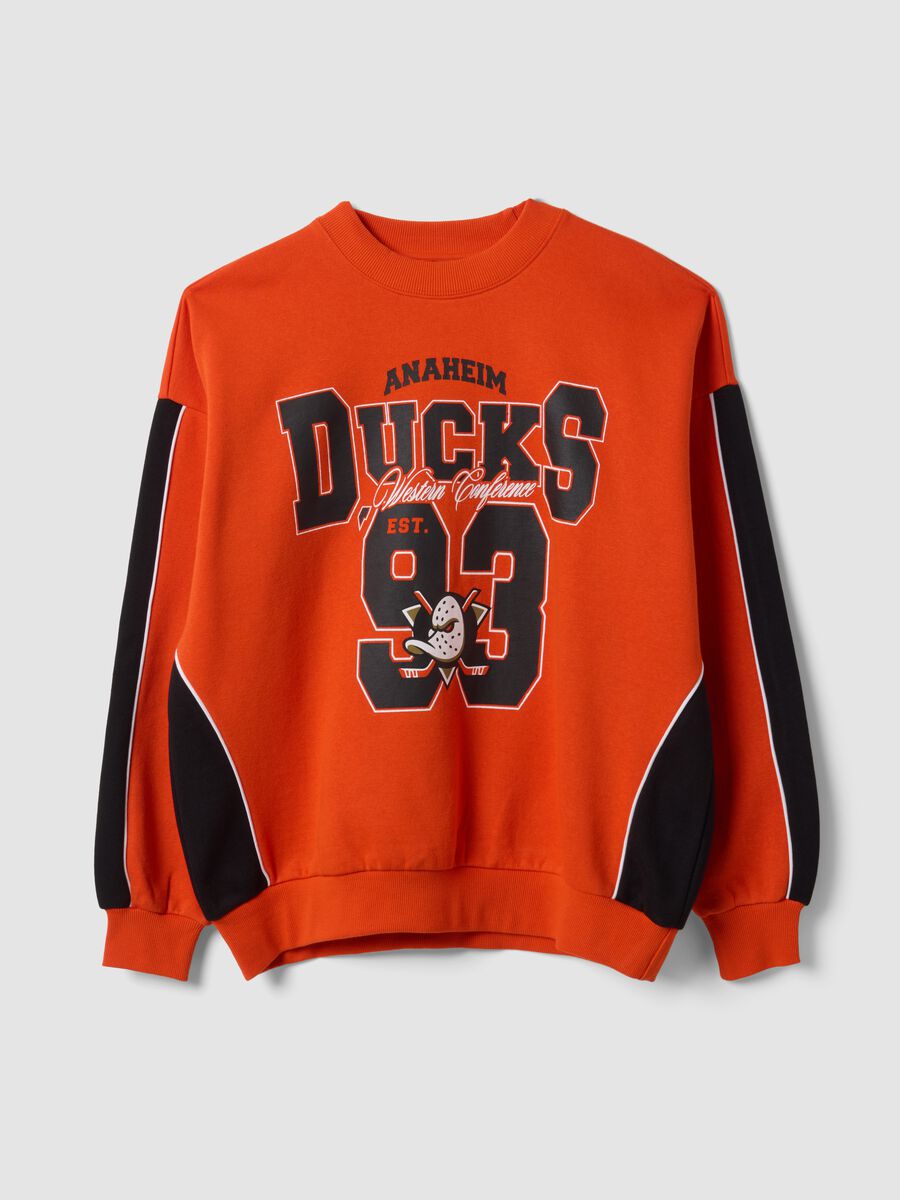 Red cotton-blend sweatshirt with Anaheim Ducks print_0