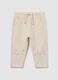 Beige cotton toddler girls' trousers with regular fit_0