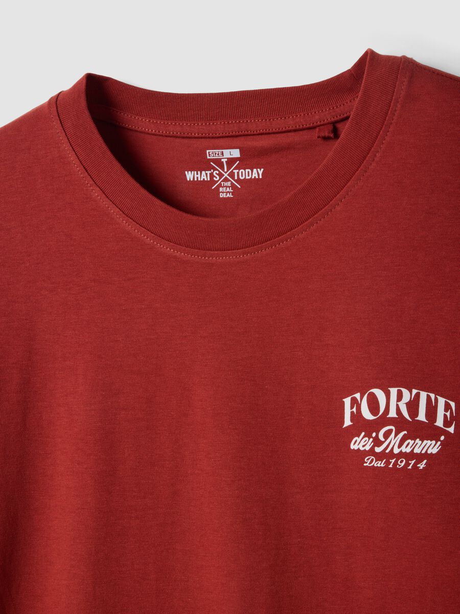 T-shirt rossa in puro cotone regular fit con stampa_5