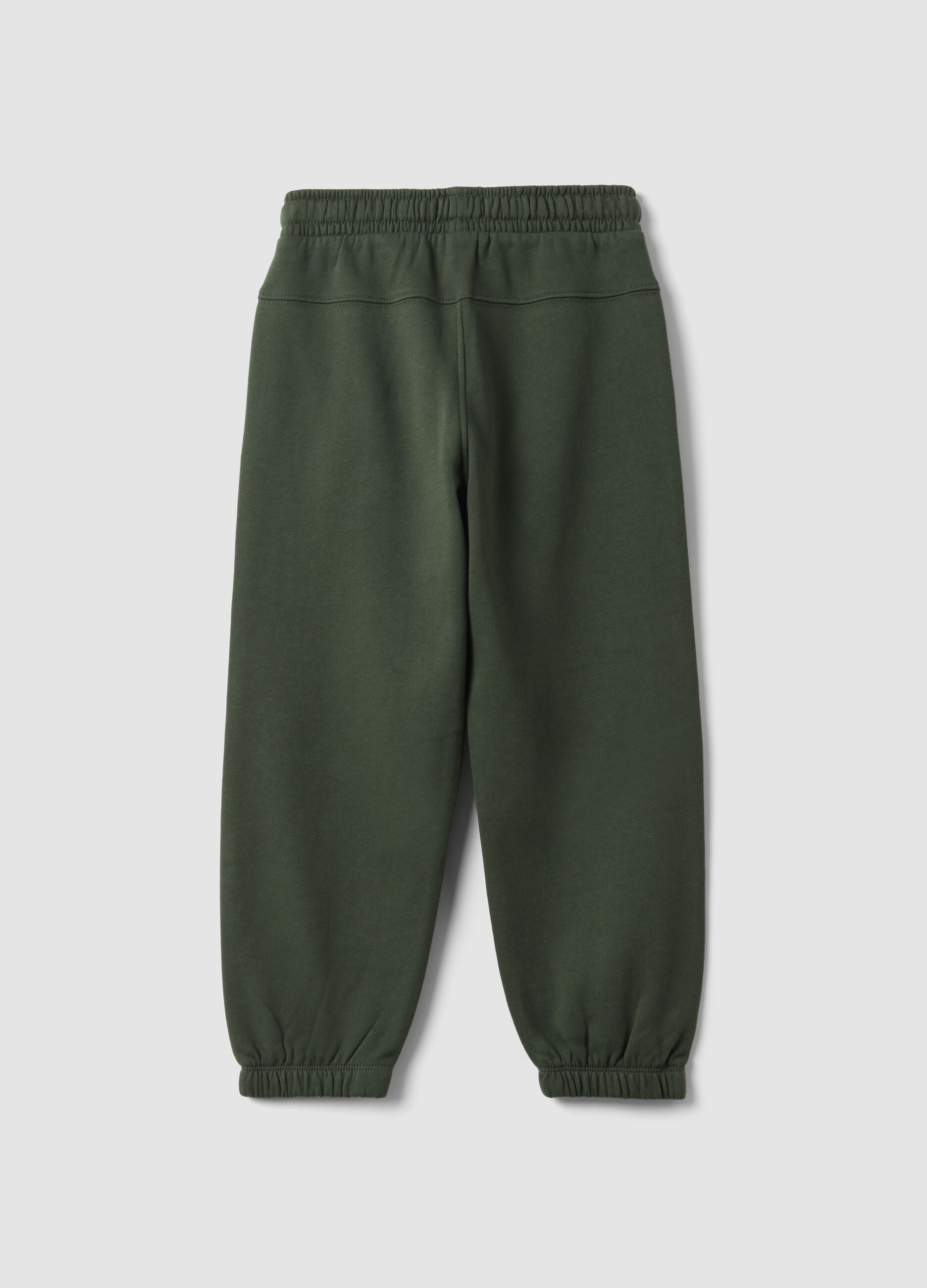 Green pure cotton fleece over-fit jogger trousers