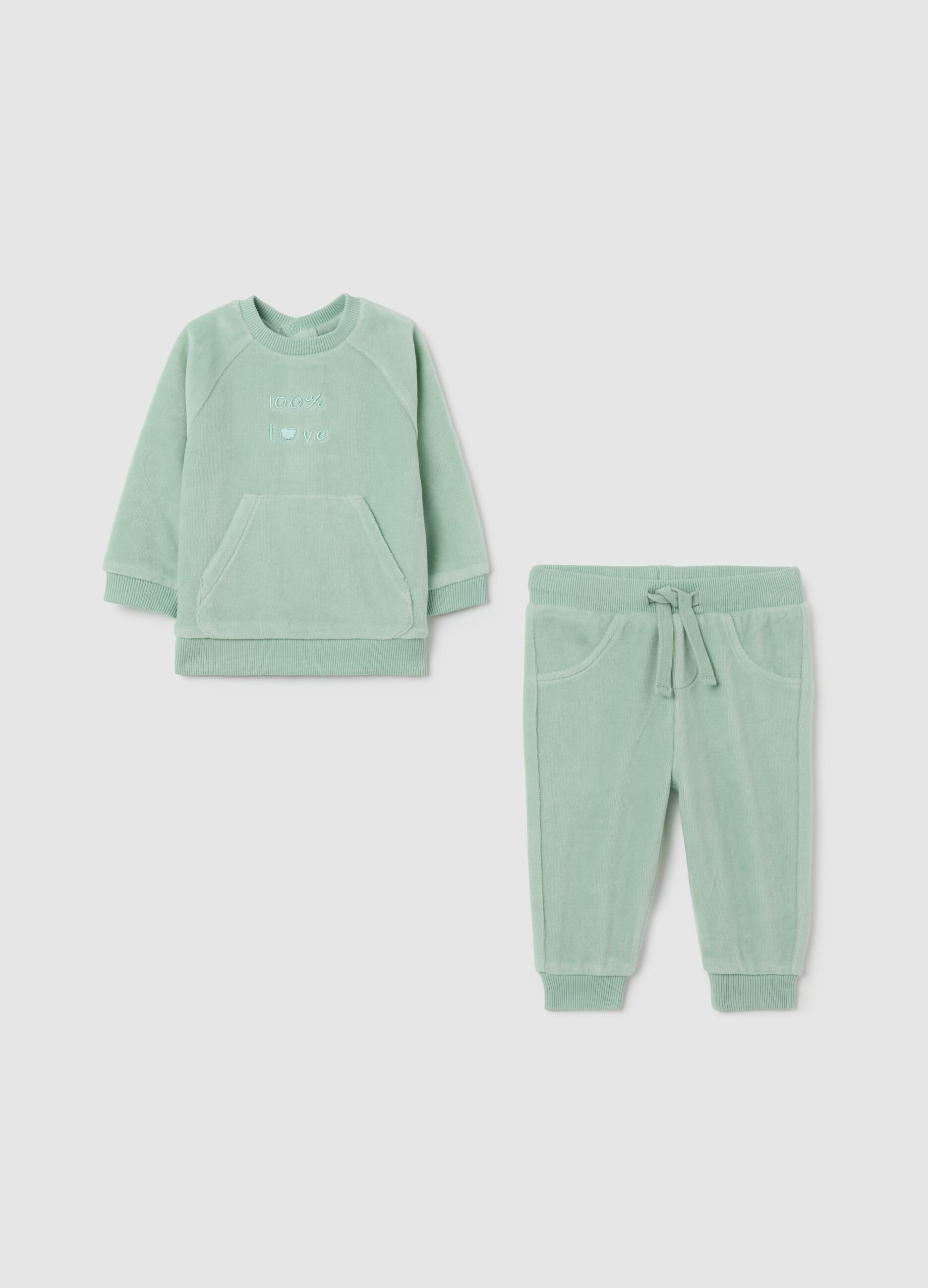 Baby girl's green cotton blend outfit