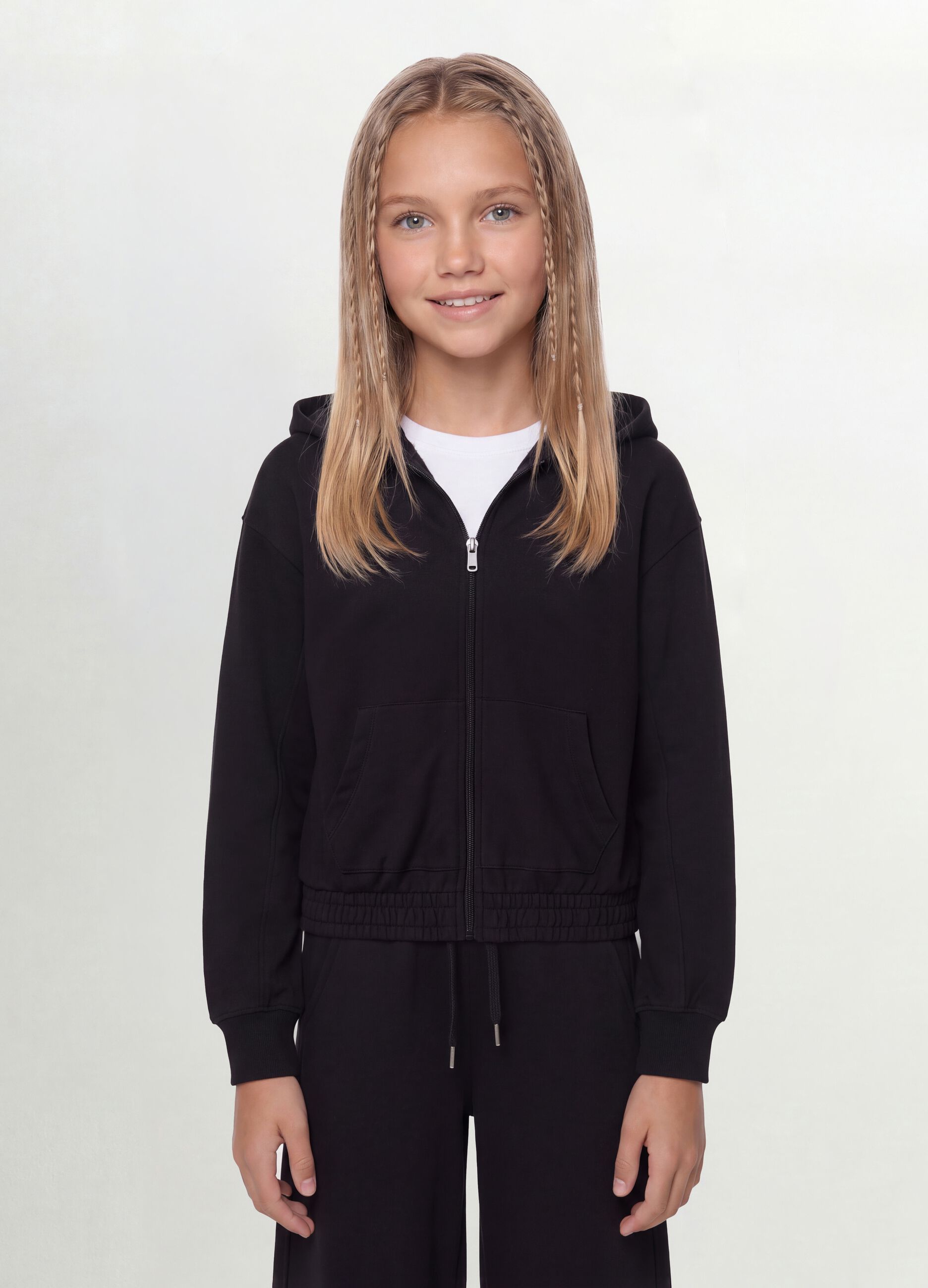 Black organic cotton hooded sweatshirt