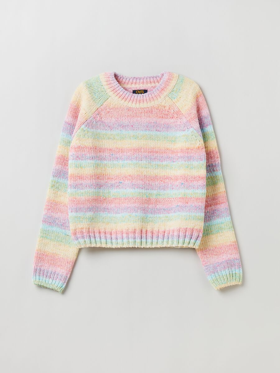 Pullover in ciniglia a righe multicolor_0