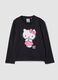 T-shirt nera in cotone elasticizzato con stampa Hello Kitty per bambina_0