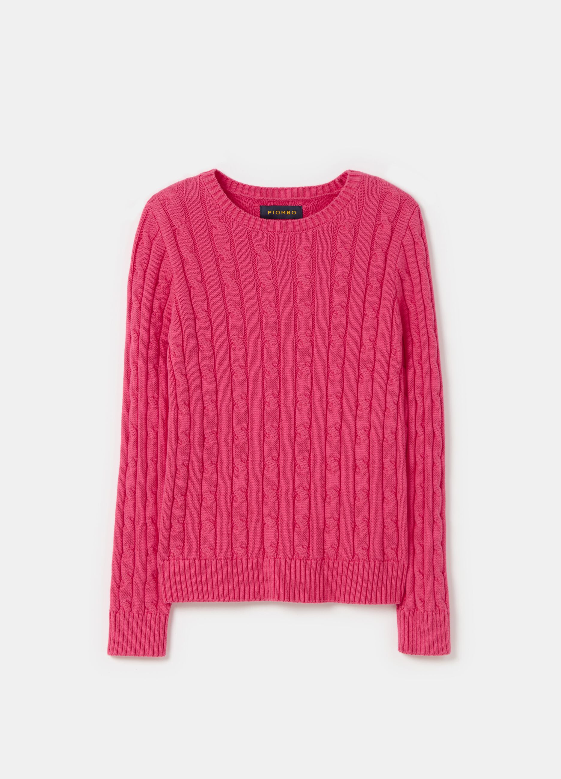 Ribbed pullover with cable-knit design