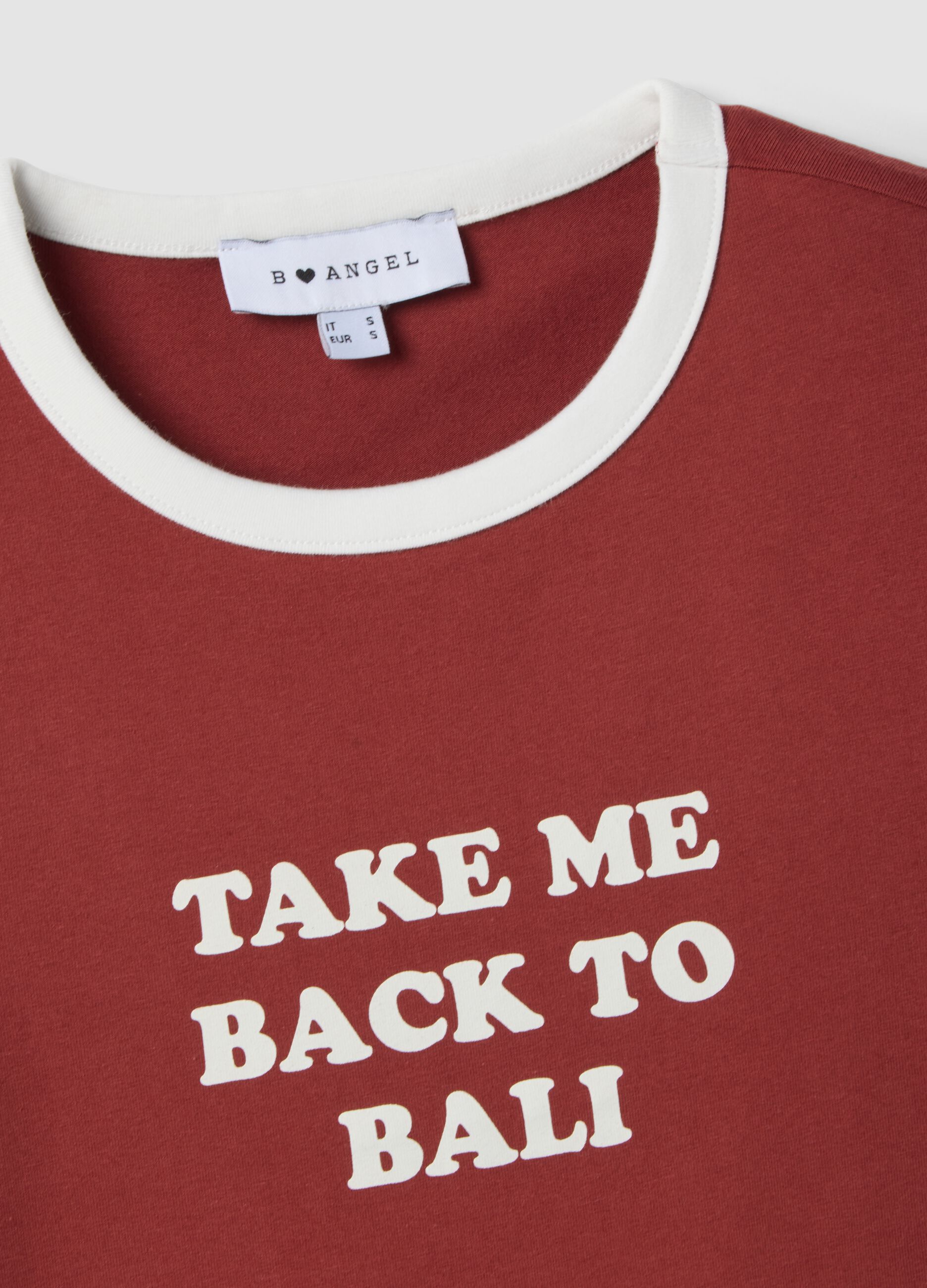 Red regular-fit stretch cotton T-shirt with print