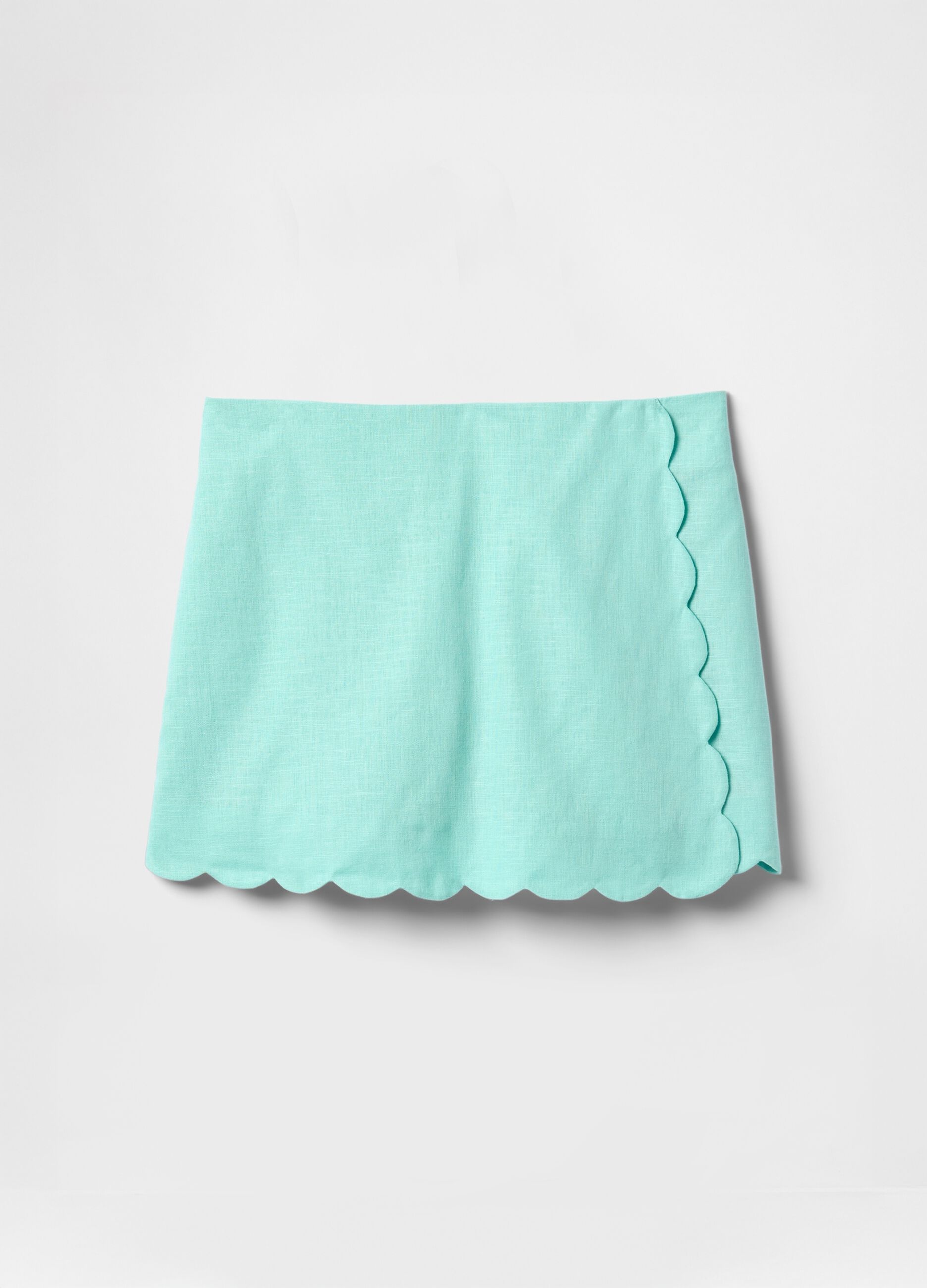 Green Skort with Scalloped Edge