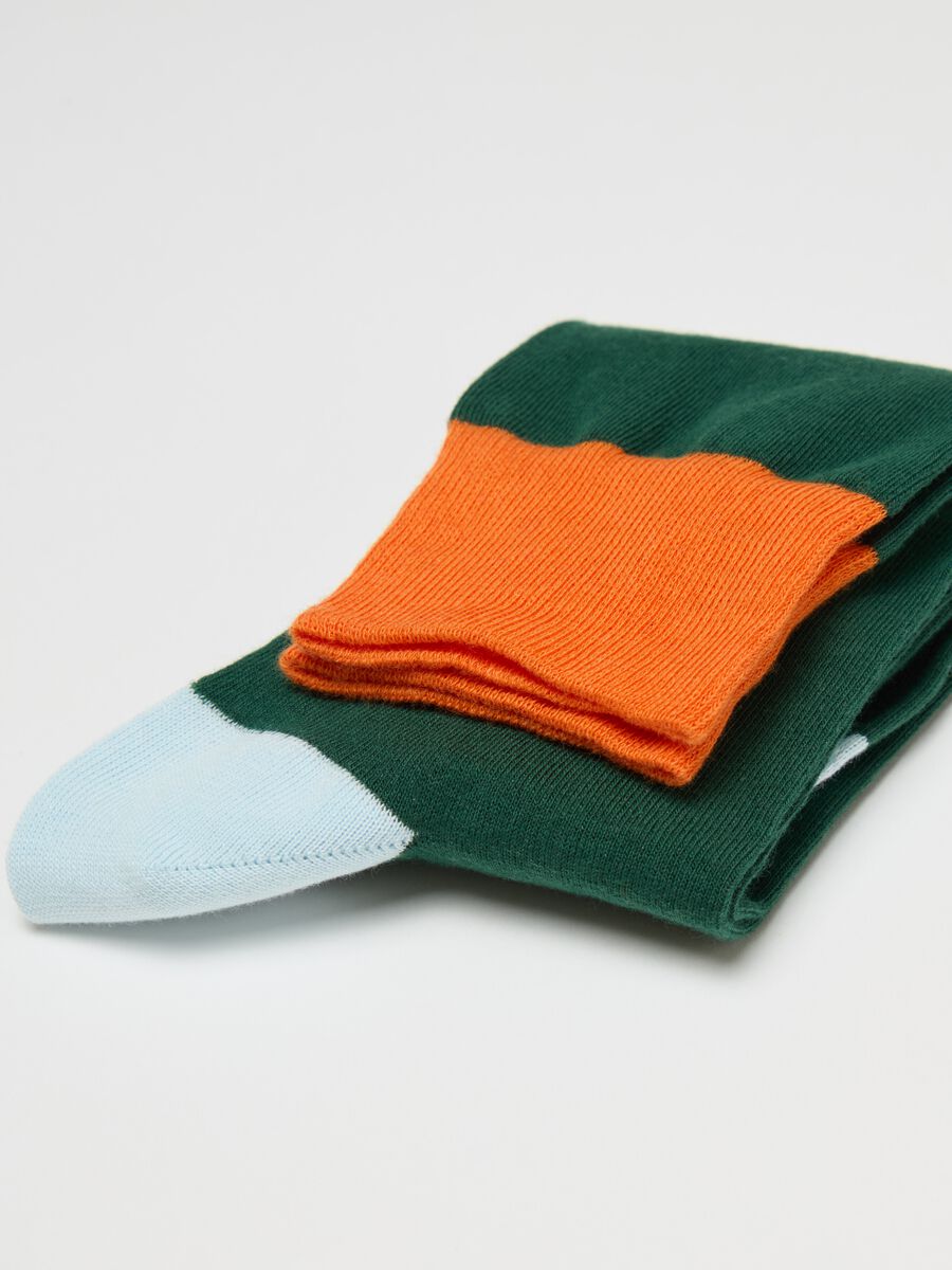 Two-pair pack stretch midi socks with check pattern_1
