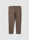 Brown slim-fit stretch cotton twill trousers_0