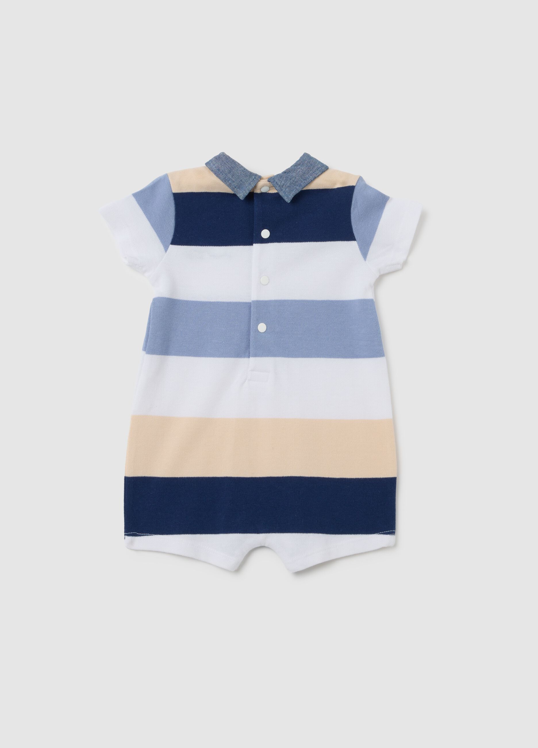 Tutina da neonato in puro cotone multicolor con colletto a punta