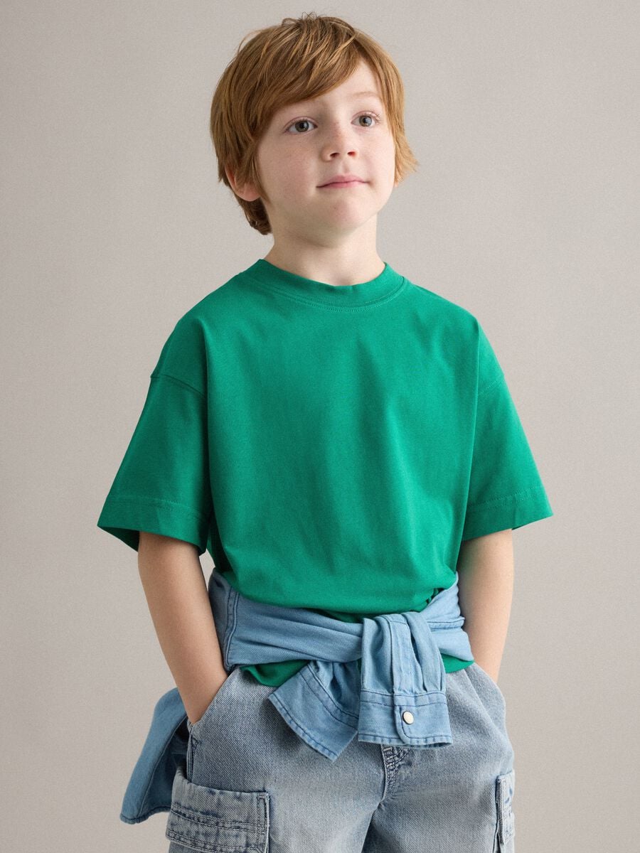 Kid's green pure cotton oversized fit t-shirt_1