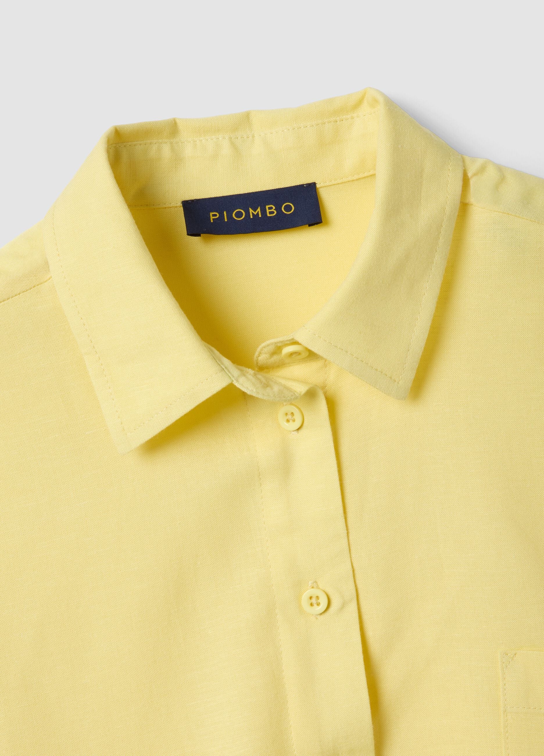 Yellow viscose-linen blend oversized shirt