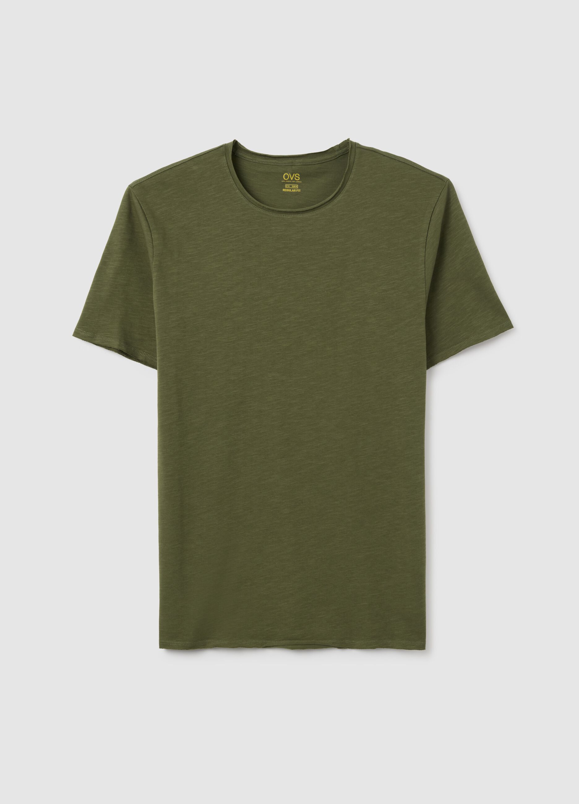 Men's green pure cotton regular fit T-shirt