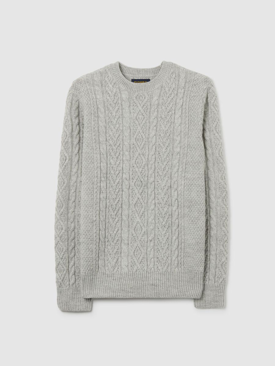 Maglione grigio regular fit con scollo rotondo_0
