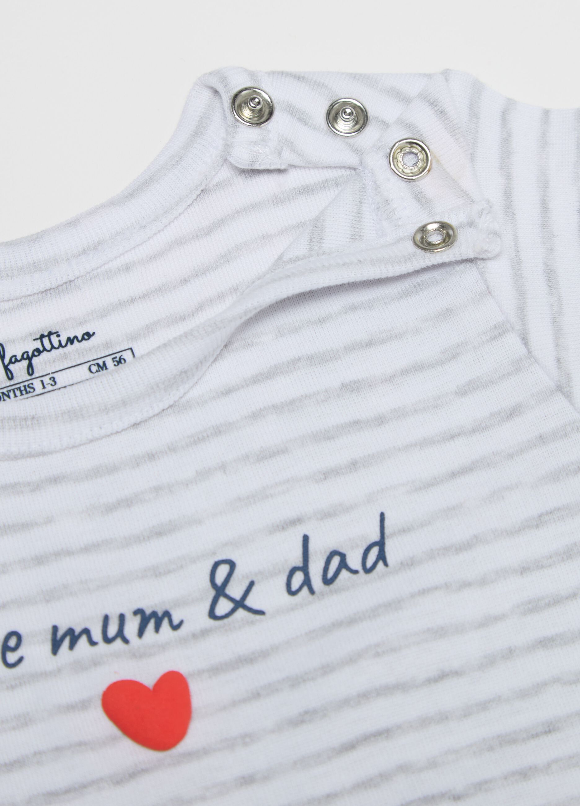 Bipack body in cotone con stampa I Love Mum & Dad