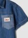 Blue denim short-sleeve pure cotton shirt_3