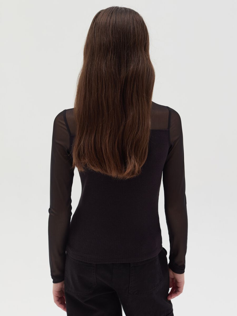 T-shirt a costine in mesh_2