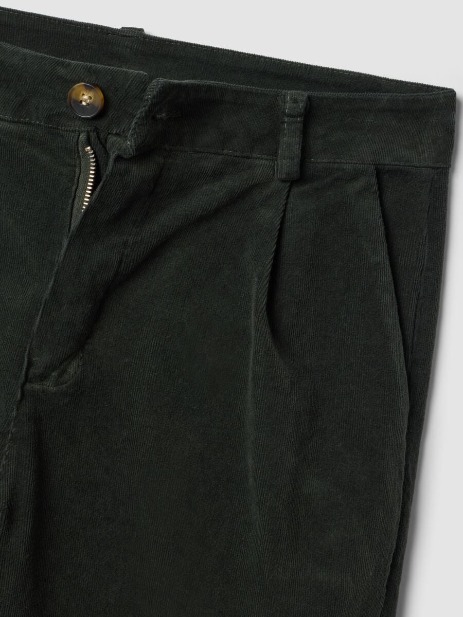 Green regular-fit ribbed stretch-cotton trousers_2