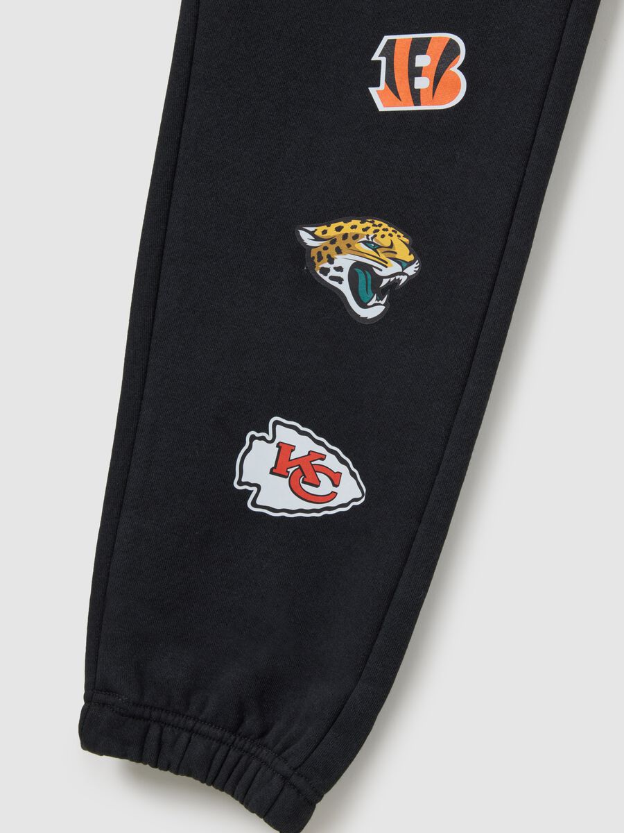 Black Cotton-Blend Trousers with NFL Logos_1