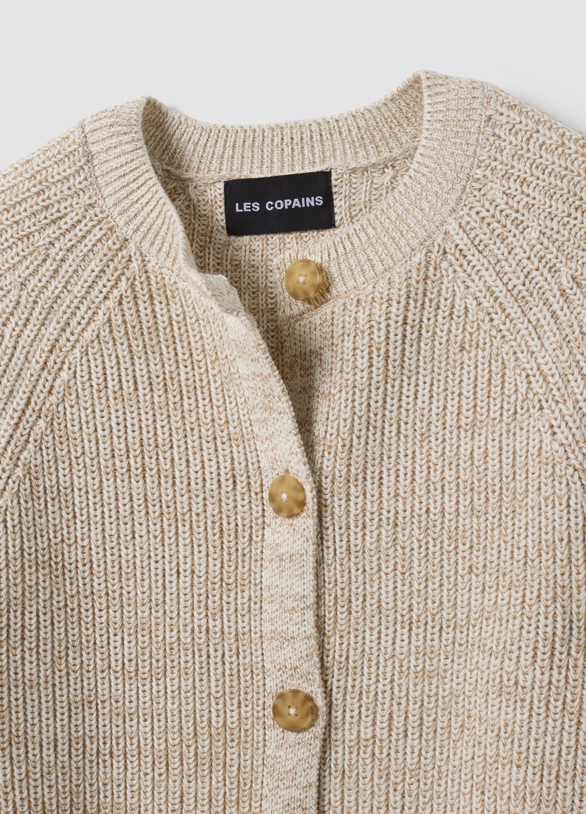 White pure cotton knitted cardigan, regular fit